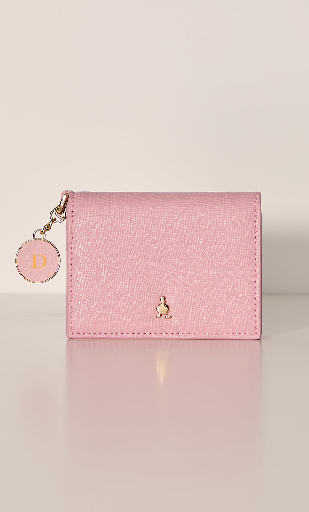 Clingy Card Holder with Chain in Rose Pink