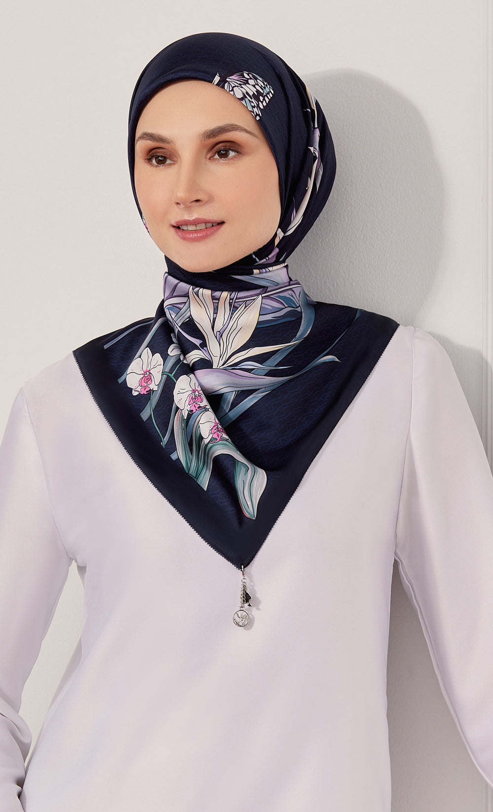 Butterfly Lines Silk Square Scarf Women Satin Shawl Wrap Hijab