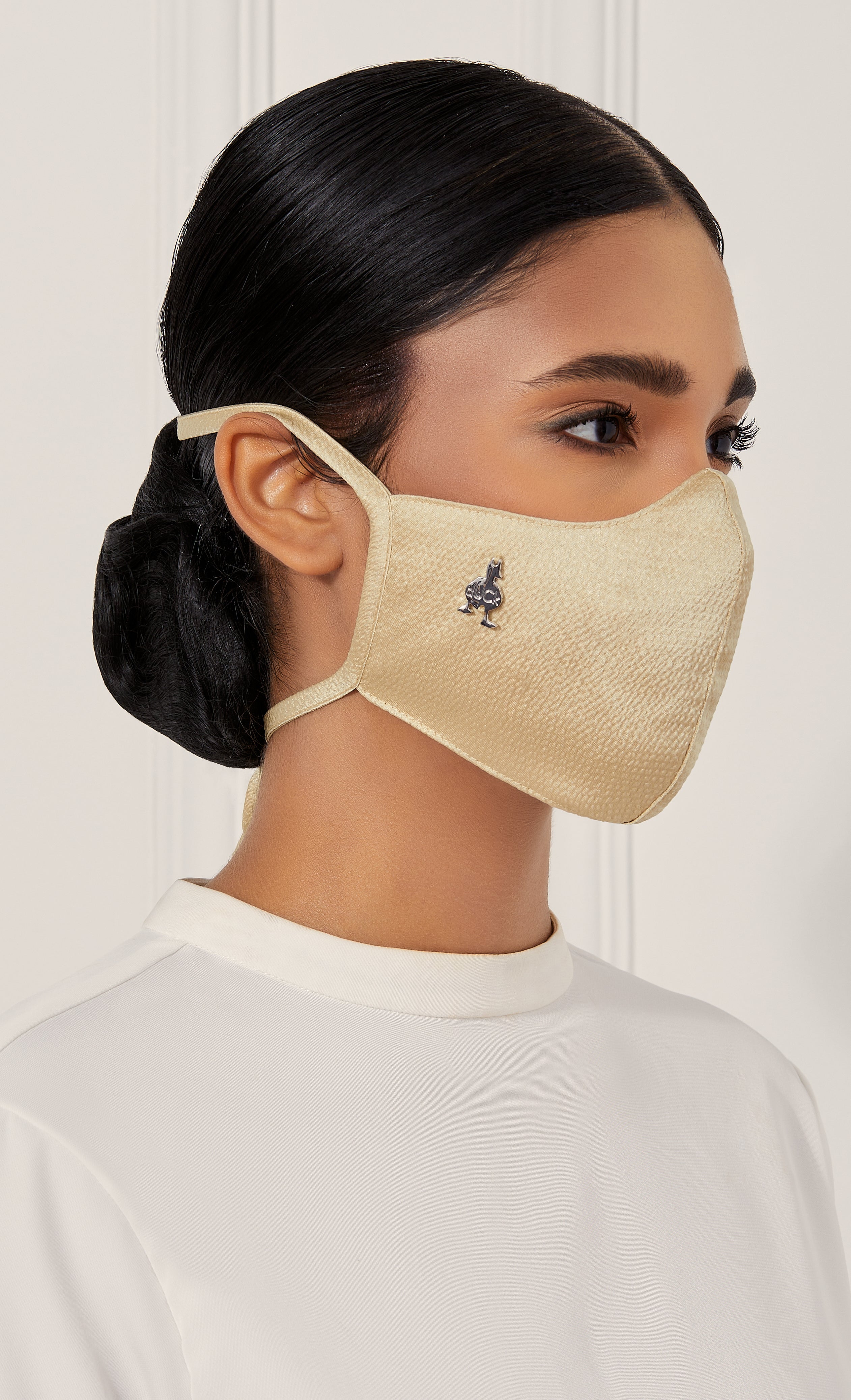 Woven Face Mask (Tie-back) in Honey Toast