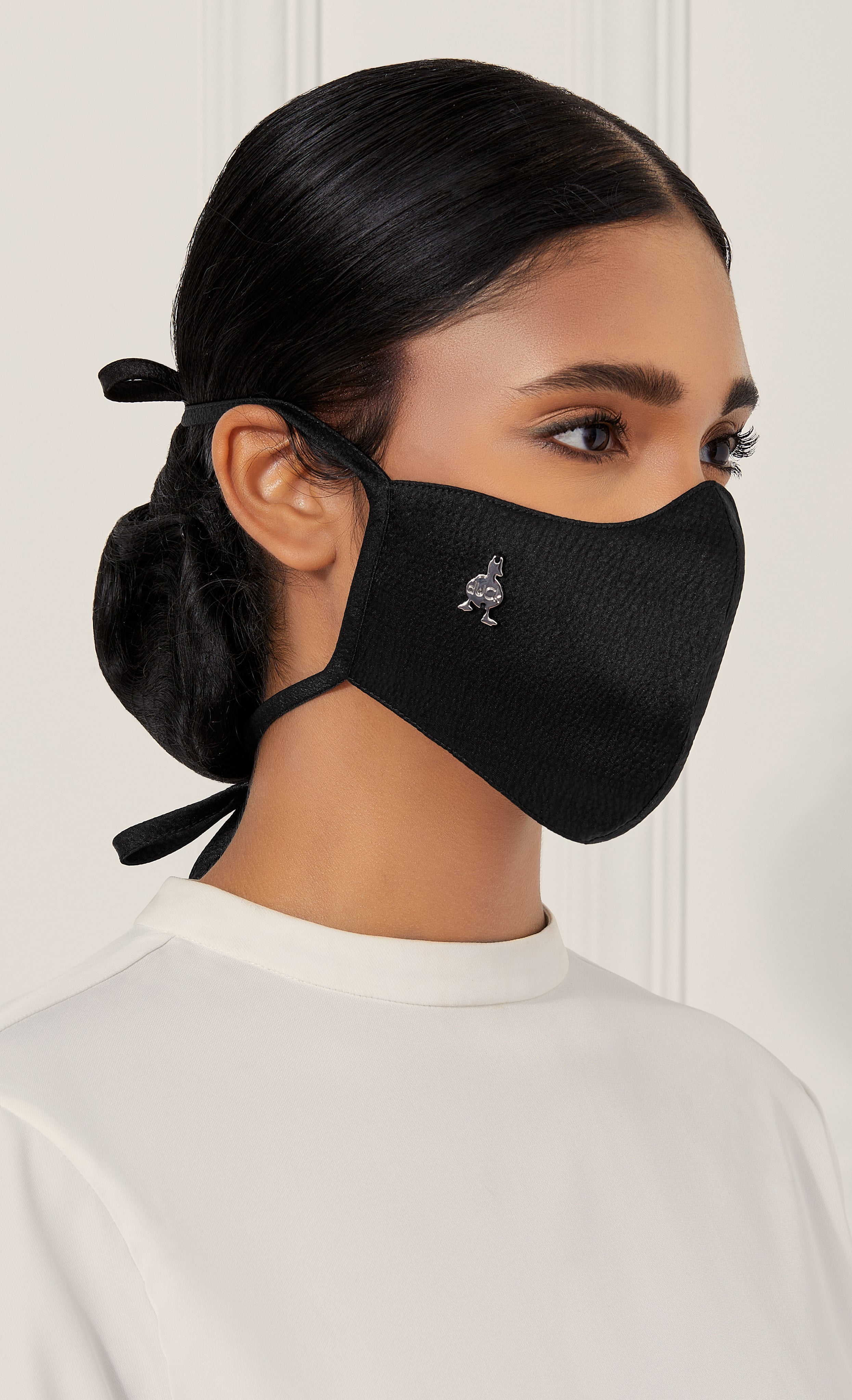 Woven Face Mask (Tie-back) in Pitch Black