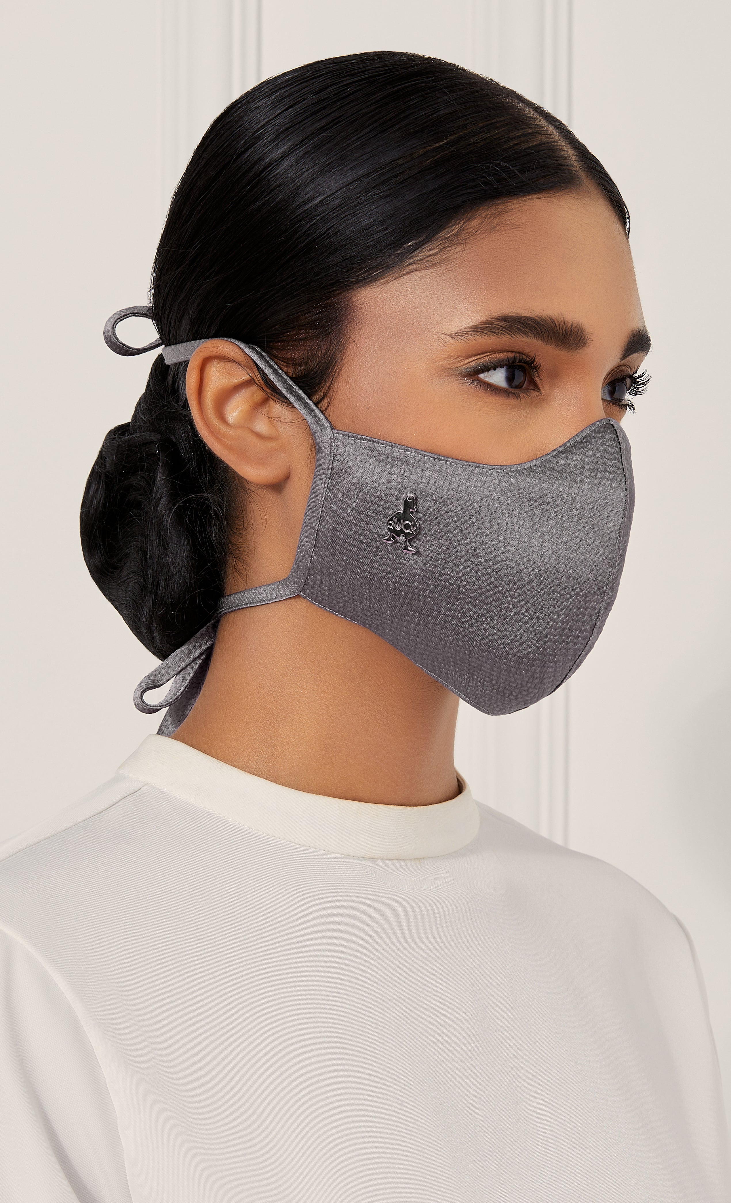 Woven Face Mask (Tie-back) in Silver Sprinkle