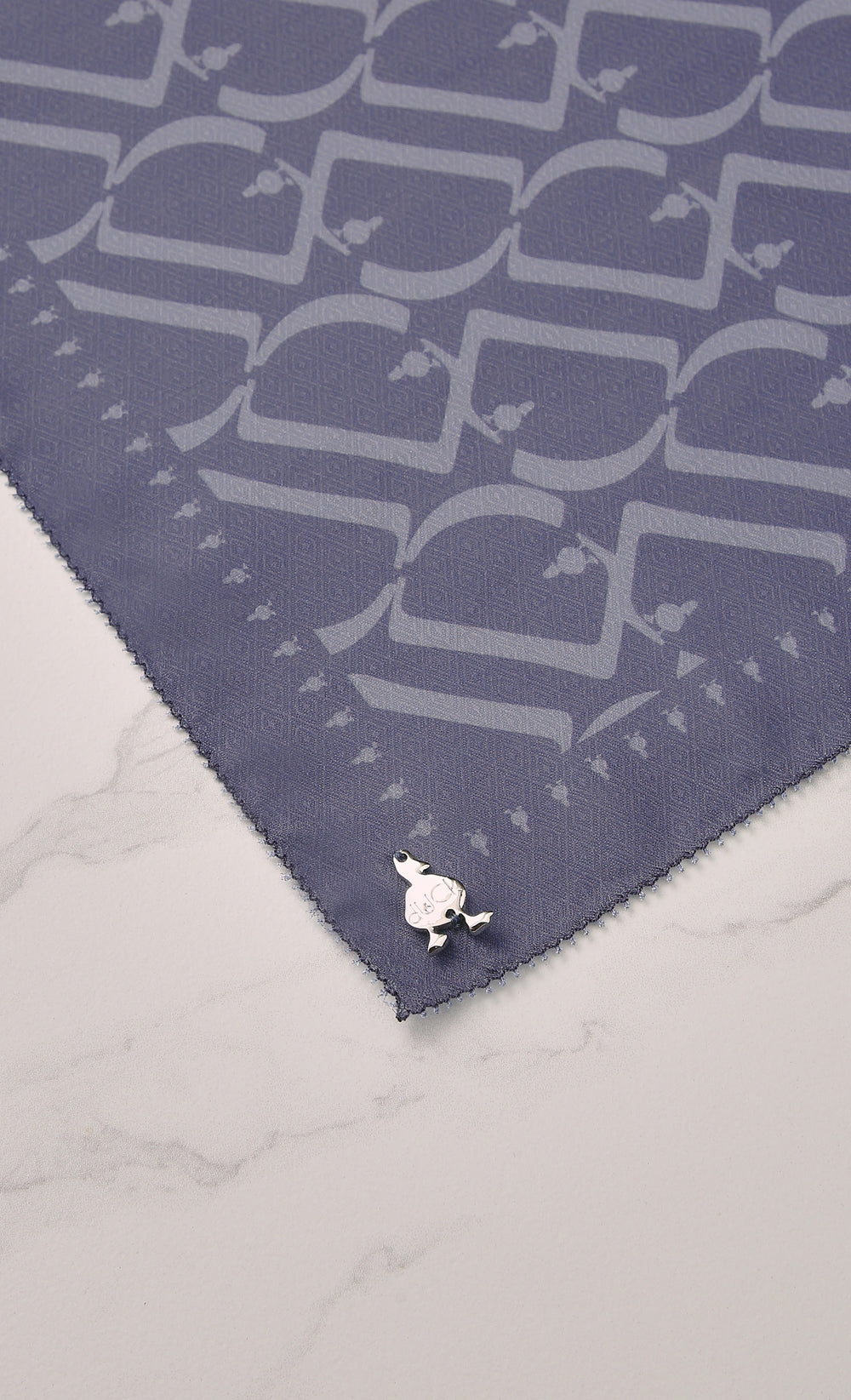 D Monogram dUCk Voile Square Scarf in Berry Blue