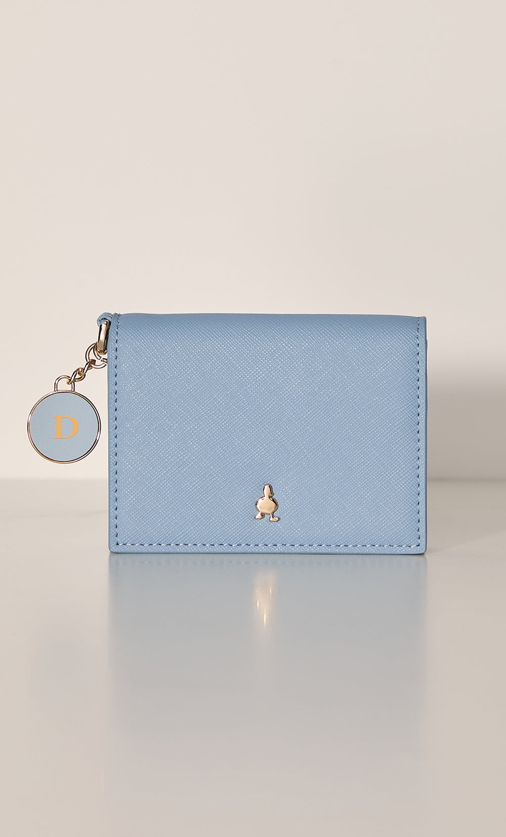 Clingy Card Holder with Chain in Muted Blue