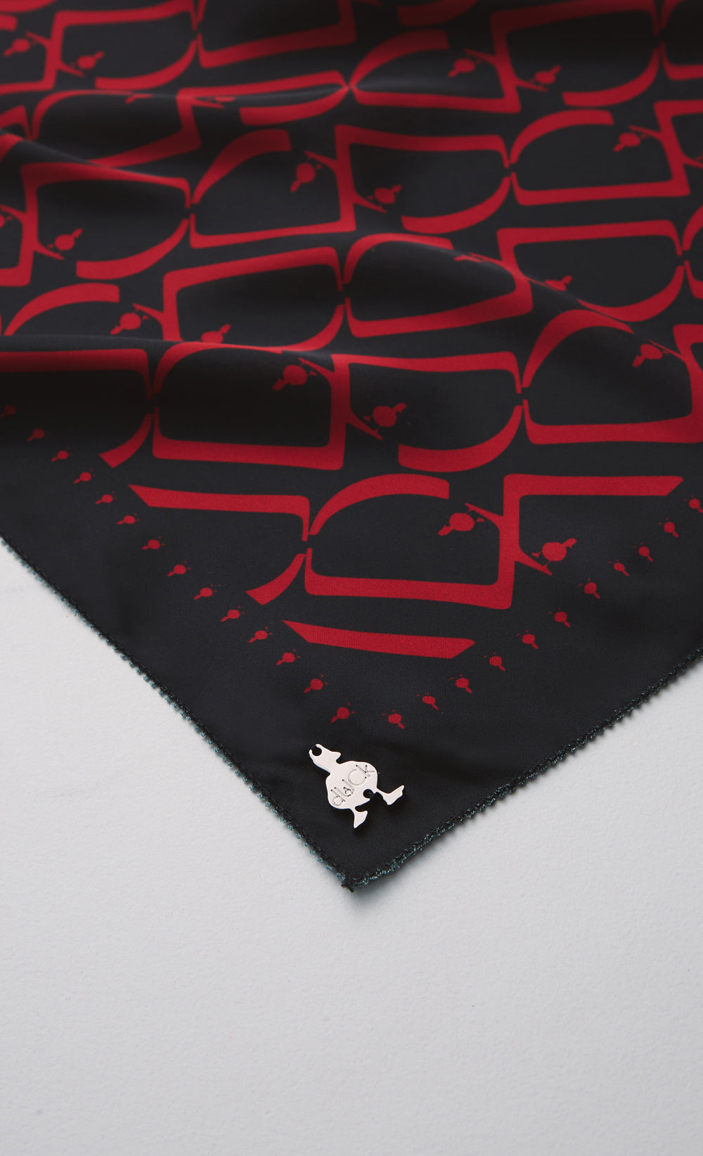 D Monogram dUCk Satin Silk Square Scarf in Red Royale