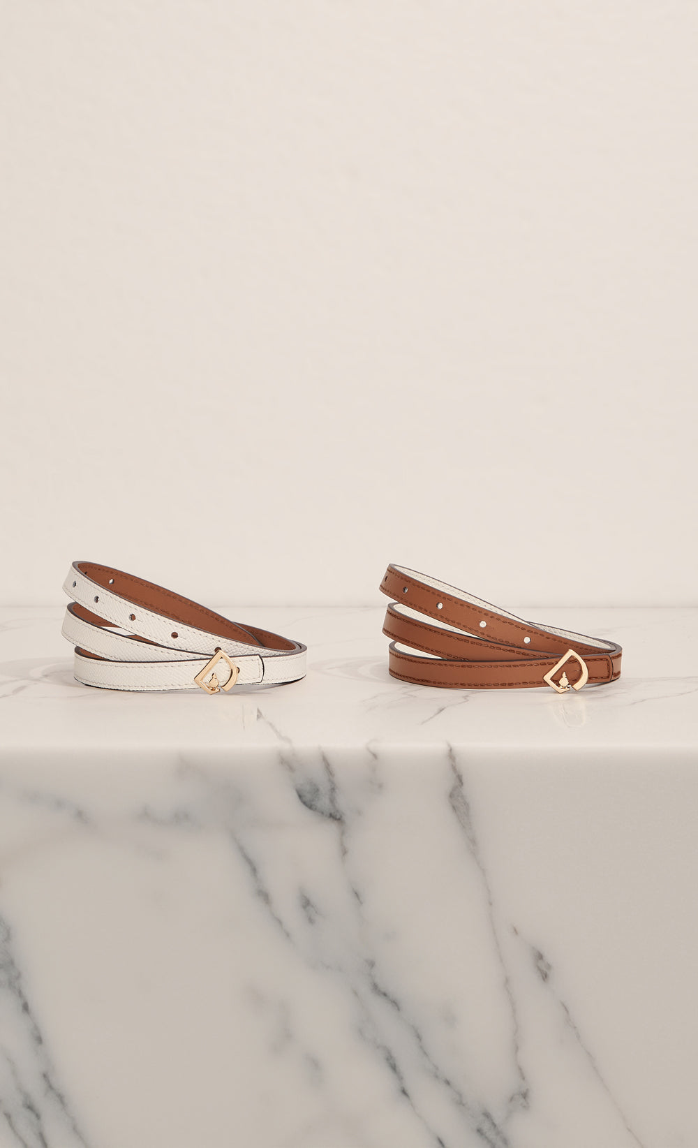 The Classic Reversible D Belt in White & Brown