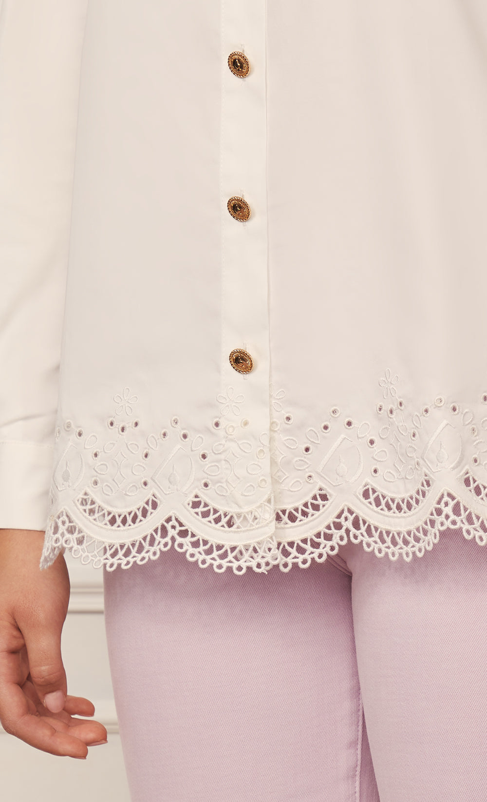 Rianna Shirt with D Monogram Lace in White