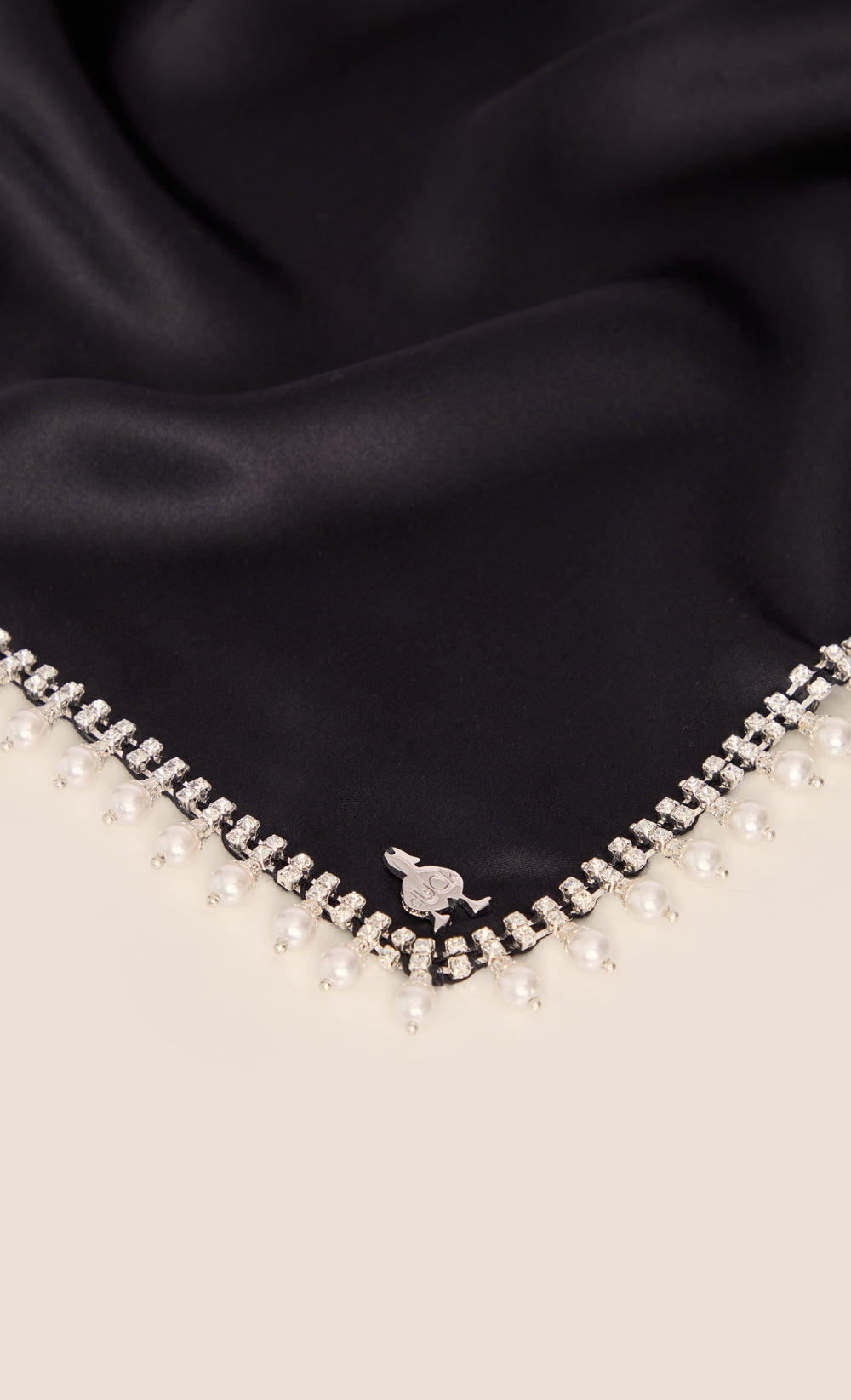 The Nisa dUCk - Luxe Square Scarf in Pearl Black
