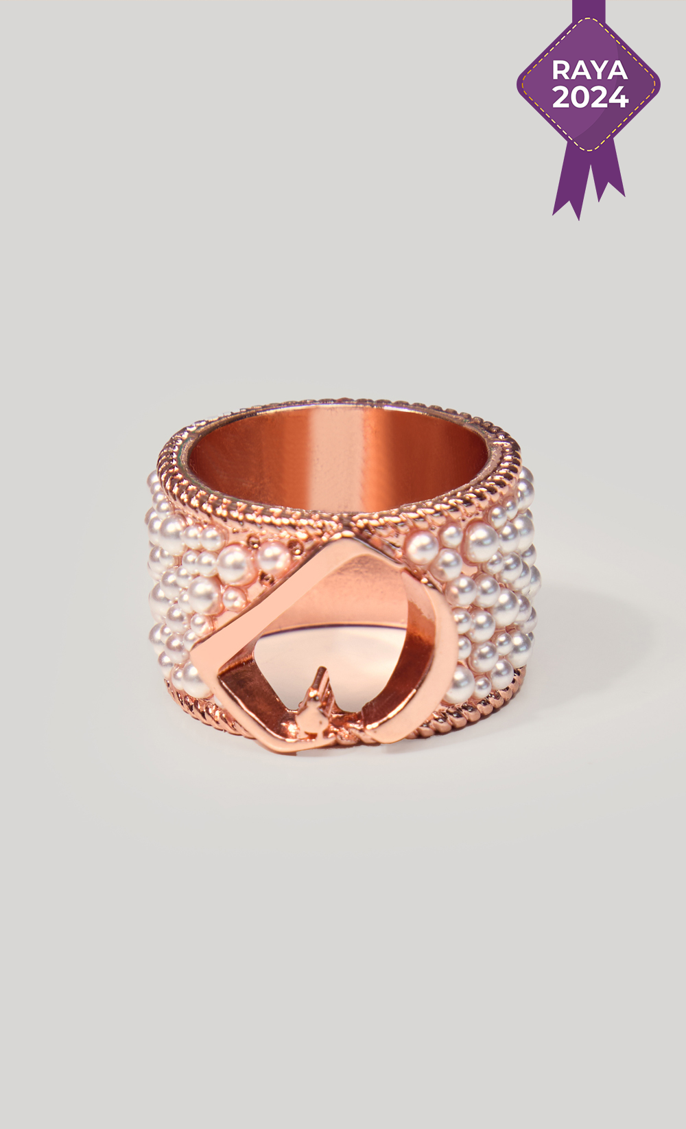 dUCk Pearl Scarf Ring in Rose Gold