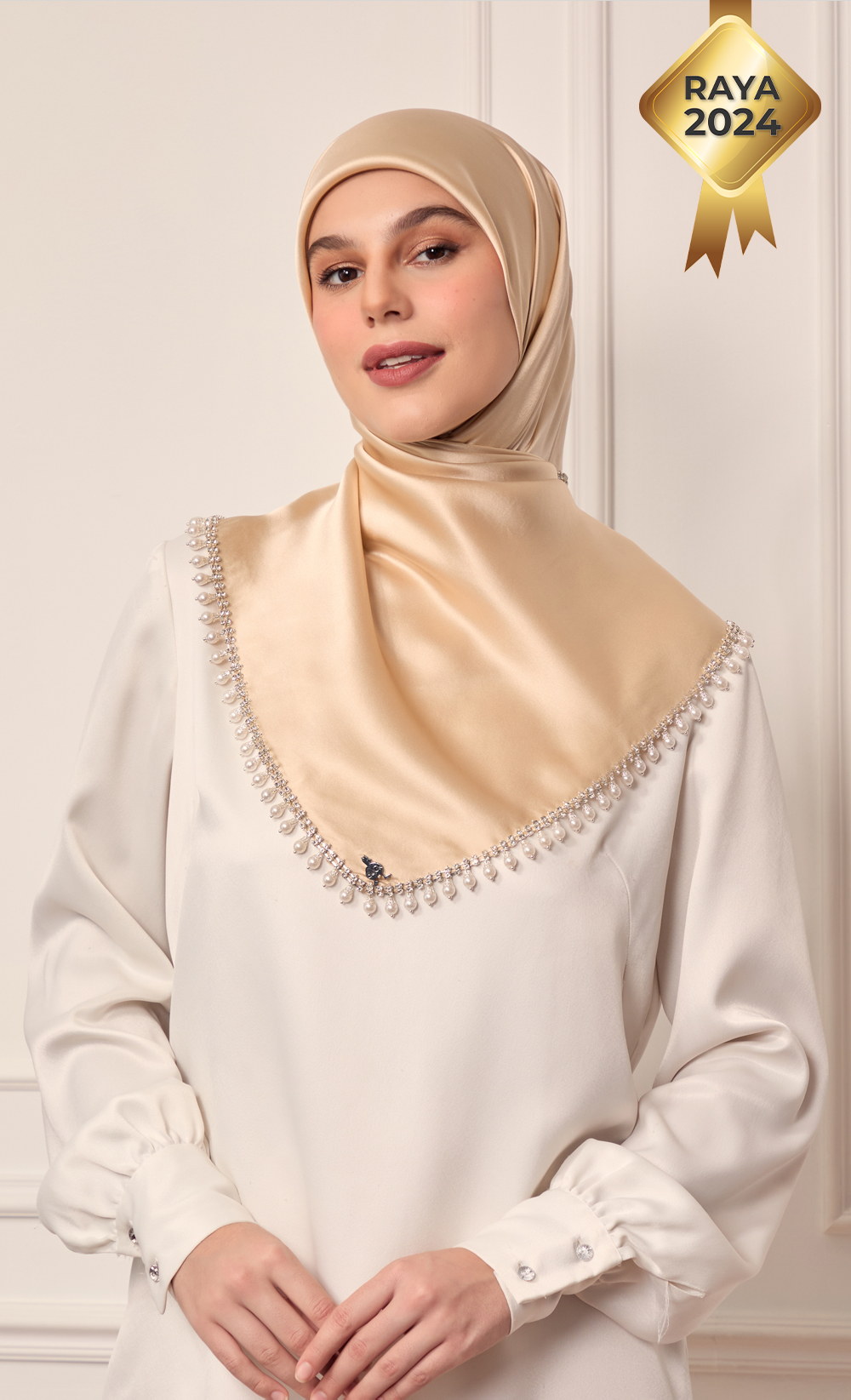 The Nisa dUCk - Luxe Square Scarf in Pearl Beige