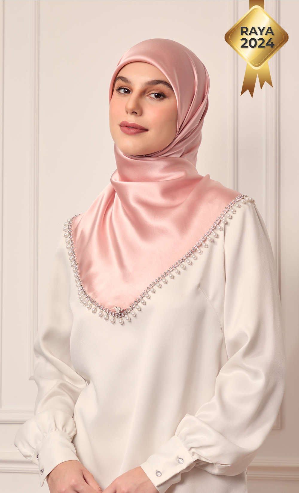 The Nisa dUCk - Luxe Square Scarf in Pearl Pink