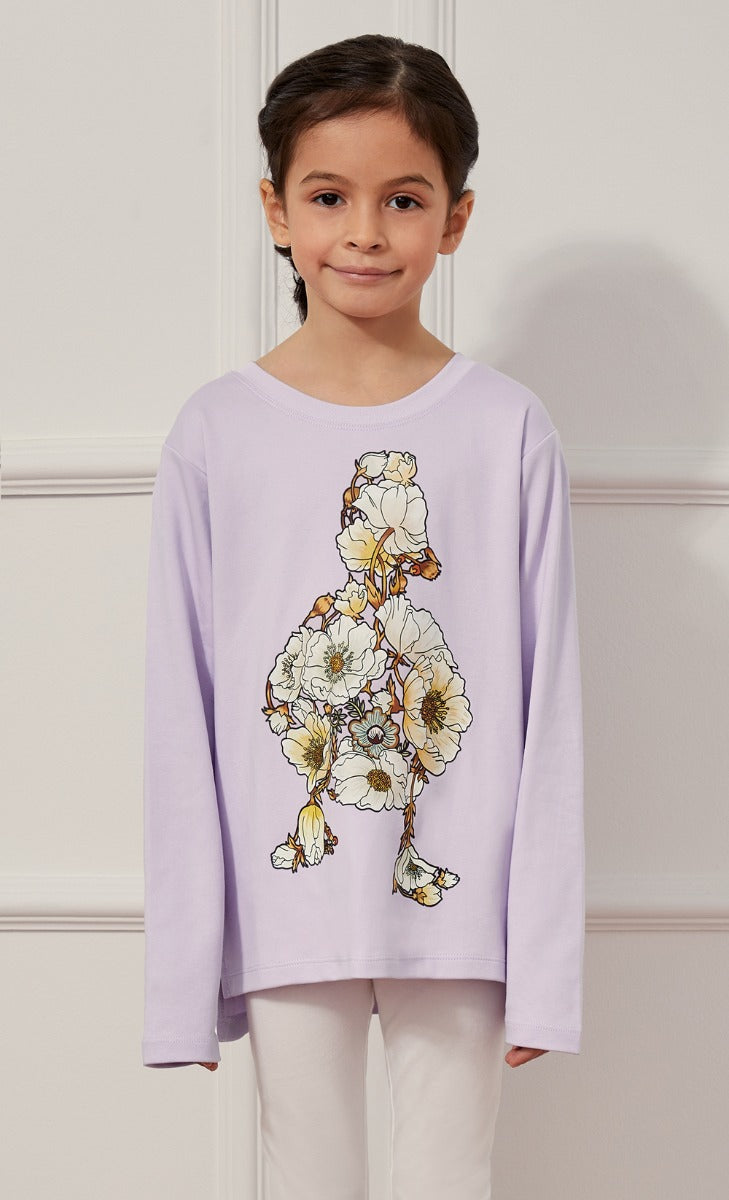 The Blooming dUCkling Anemone Long Sleeves T-Shirt in Lilac