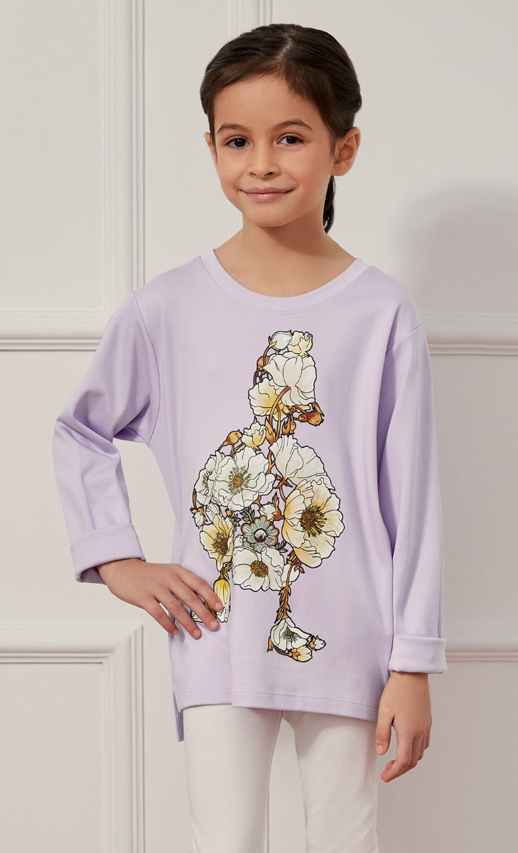 The Blooming dUCkling Anemone Long Sleeves T-Shirt in Lilac