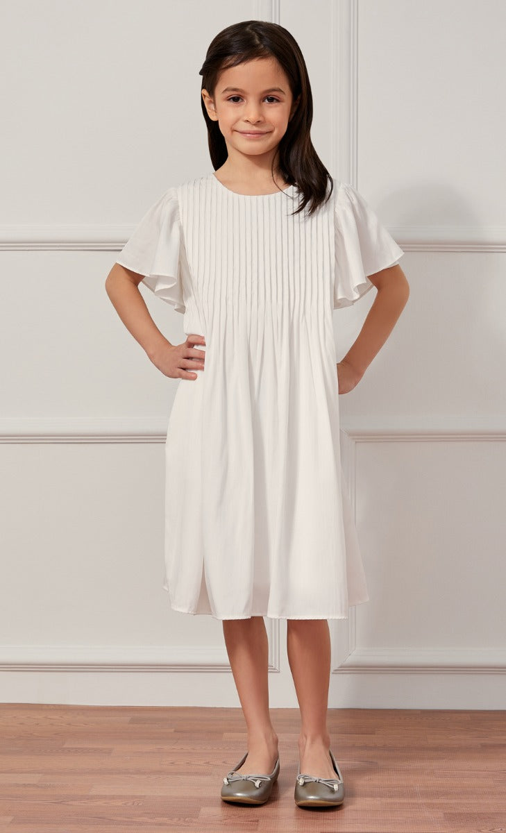 dUCkling Pleated Dress in White