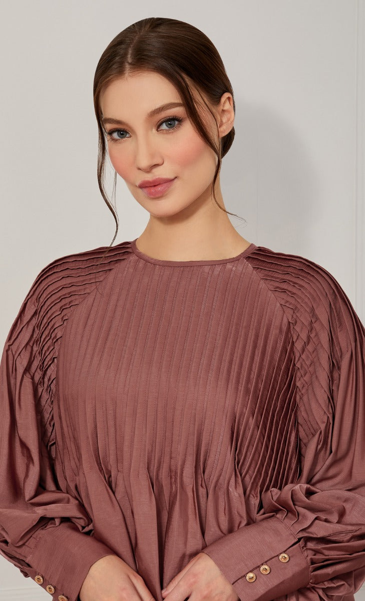 Pleated Top in Terracotta