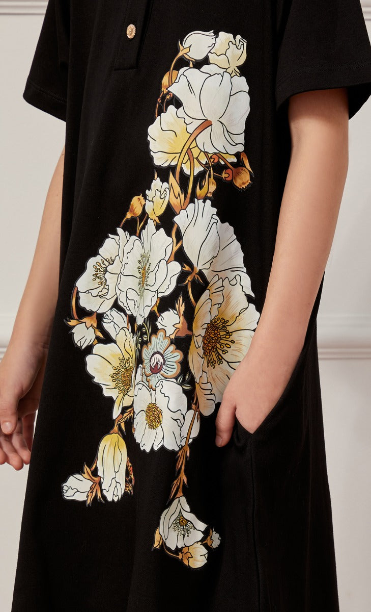The Blooming dUCkling Anemone Polo Dress in Black