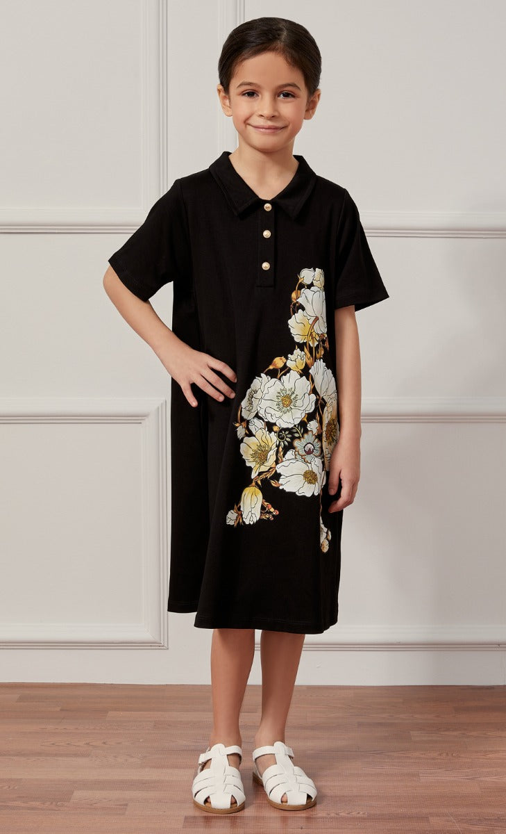 The Blooming dUCkling Anemone Polo Dress in Black
