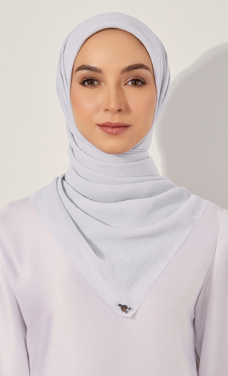 Textured Georgette Square Scarf in Ais Potong